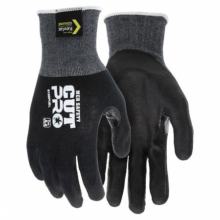 Coated Gloves, Polyurethane, Smooth, Palm, 3 Abrasion Level, Black, M 1 PR