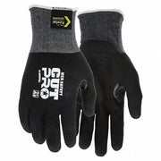 Coated Gloves, Nitrile, Sandy, Palm, 5 Abrasion Level, Black, S (7) 1 PR