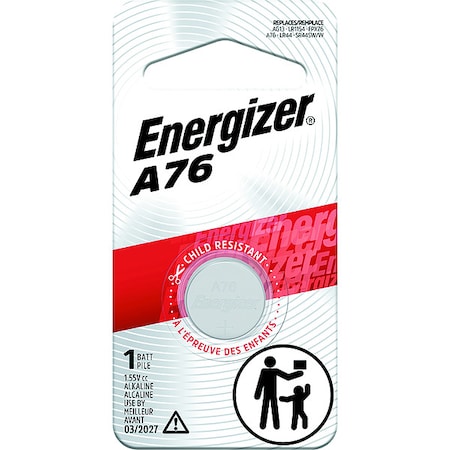 Energizer A76 Batteries, 1 Pack - For Multipurpose - 1.5 V DC - 1 Each