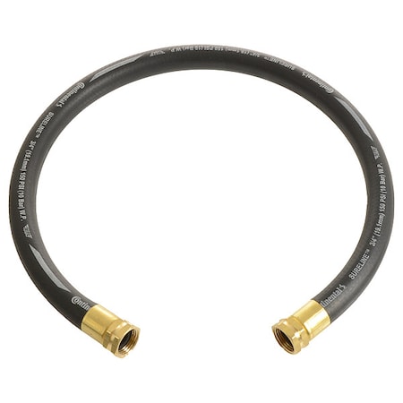 1/2 in ID x 6 ft L Garden Leader Hose, EPDM Tube, Black, Brass x Brass Fitting