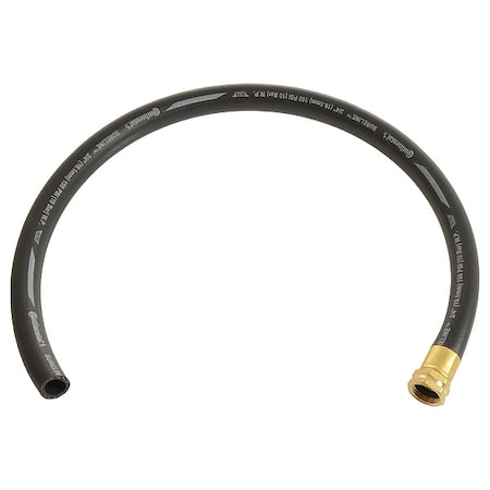 5/8 in ID x 5 ft L Service Sink Hose, EPDM Tube, Black, Brass Fitting