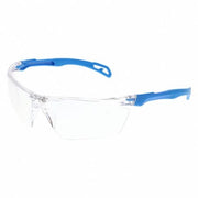 Dominator (DM3-MD), Safety Glasses, UV-AF Anti-Fog, Polycarbonate Lens, Aqua Blue Frame, Frameless