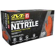 RDT, Nitrile Disposable Gloves, 8 mil Palm, Diamond Texture, Powder-Free, 2XL ( 12 ), 100 PK, Orange