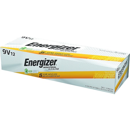 Industrial 9V Alkaline Battery, 9V DC, PK12