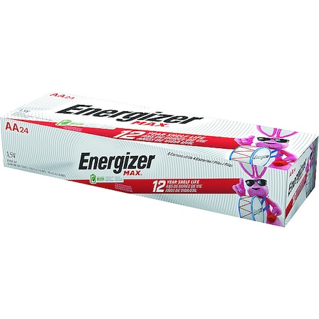 Energizer Max AA Alkaline Battery, 1.5V DC, PK24