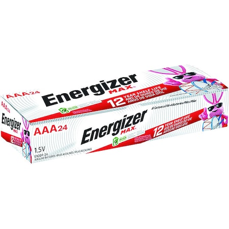 Energizer Max AAA Alkaline Battery, 1.5V DC, PK24
