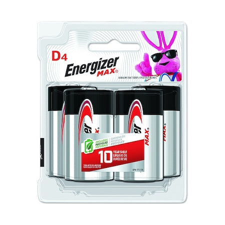 Max Alkaline Battery, D 1.5V DC 4 PK