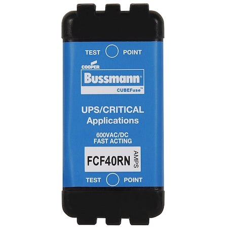Glass Fuse, FCF Series, Fast-Acting, 40A, 600V AC, 300kA at 600V AC, 50kA at 600V DC