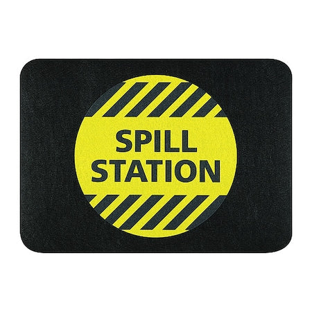 Floor Mat, Polypropylene, 1/8 in Thick, Black, 24 in W x 17 in L