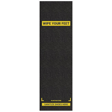 Sanitizing/Disinfecting Mat, 1/8 in Thick, 3 ft W x 10 ft L, Black