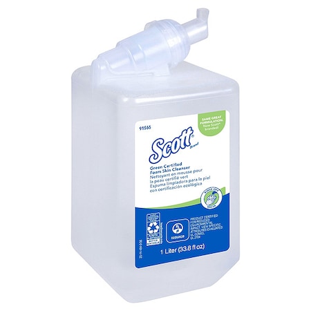 Green Certified Foam Hand Soap, 1.0 L Refills for Compatible Scott Manual Dispensers (6 Bottles)