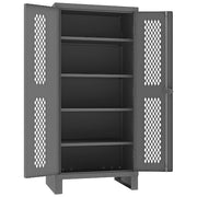 Shelving Storage Cabinet, 78 in H, 36 in W, 24 in D, Swing, Padlock Hasp, Gray, 4 Shelves, 0 Drawers