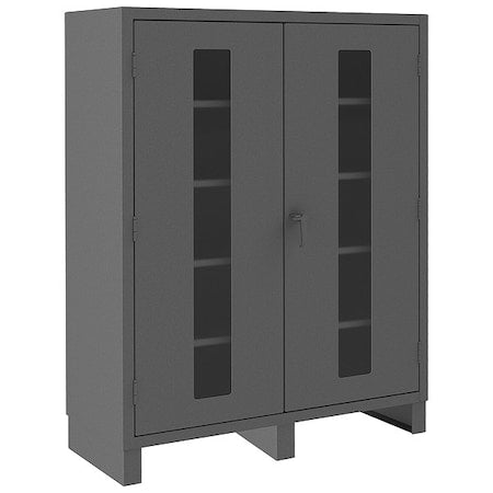 Shelving Storage Cabinet, 78 in H, 60 in W, 24 in D, Swing, Padlock Hasp, Gray, 4 Shelves, 0 Drawers