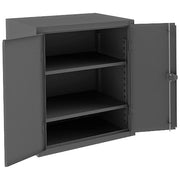 Shelving Storage Cabinet, 36 in H, 36 in W, 20 in D, Swing, Padlock Hasp, Gray, 2 Shelves, 0 Drawers
