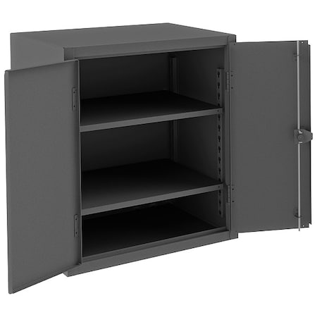 Shelving Storage Cabinet, 36 in H, 36 in W, 20 in D, Swing, Padlock Hasp, Gray, 2 Shelves, 0 Drawers