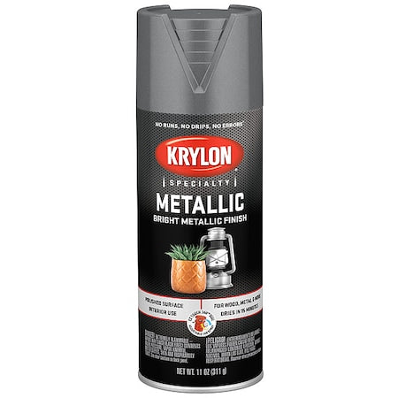 Metallic Spray Paint, Dull Aluminum, Metallic, Solvent, 11 oz