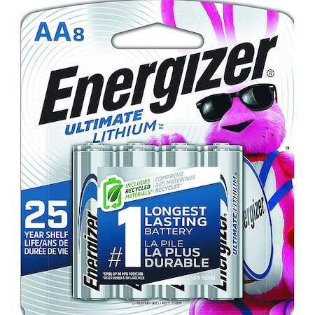 Ultimate Lithium, AA Lithium Battery, 1.5 V DC, PK8