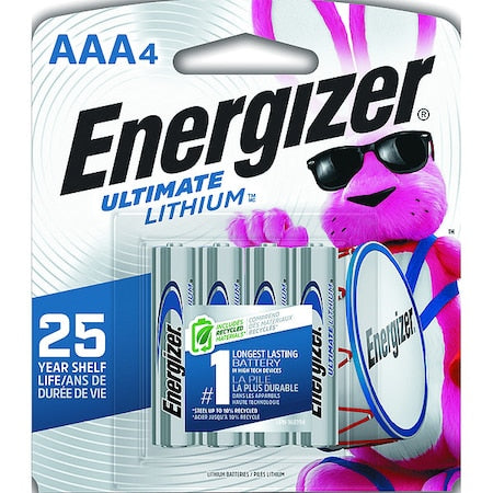 Ultimate Lithium, AAA Lithium Battery, 1.5V DC, PK4
