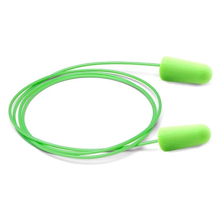 Pura-Fit Disposable Corded Ear Plugs, Bullet Shape, NRR 33 dB, M, Green, 100 Pairs