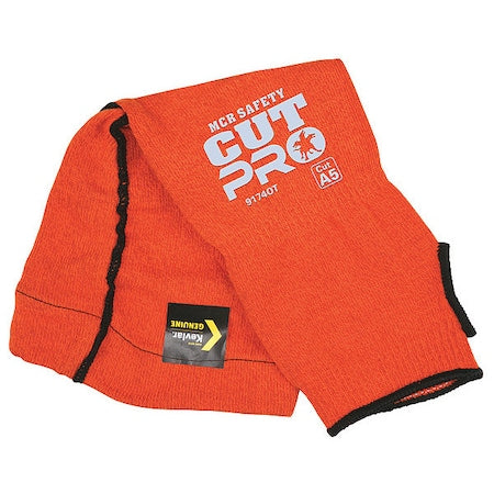 Cut-Resistant Sleeve: ANSI/ISEA Cut Level A5, Bicep Gusset, Thumbhole, Orange, 14 in Length