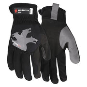950 Mechanics Gloves, Synthetic Leather Palm, Spandex Back, L, Black/Gray