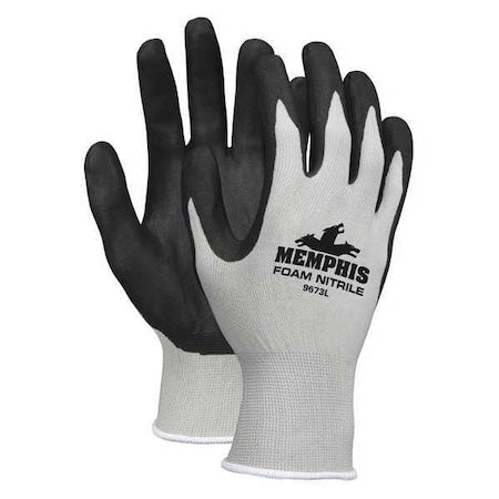 Coated Gloves, Nitrile, Foam, 3/4 Dip, 3 Abrasion Level, Gray, XL 1 PR
