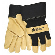 Cold Protection Gloves, Pigskin Palm, Safety Cuff, Black Back, Gold Palm, 12 PK