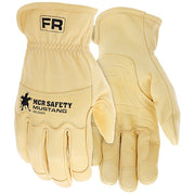 Leather Drivers Gloves, Goatskin ( Double Palm ), Slip-On, Wing Thumb, Gunn Cut, Gold / Gold, 1 PR