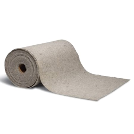 Sorbent Roll, 50 gal, 30" x 150', Bases, Oils, Solvents, Water, Gray, Polyester