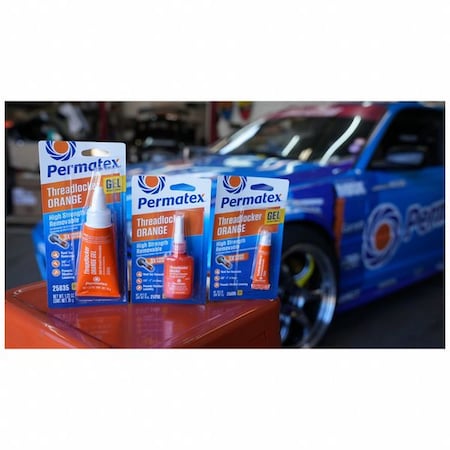 Removable Threadlocker, PERMATEX, Orange, High Strength, 10 mL