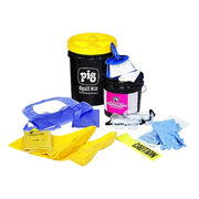 Spill Kit, 2 gal Volume Absorbed per Kit, 5 gal Capacity, Bucket, White