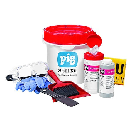 Spill Kit, 35 oz Volume Absorbed per Kit, 3 1/2 gal Capacity, Bucket, White, 9