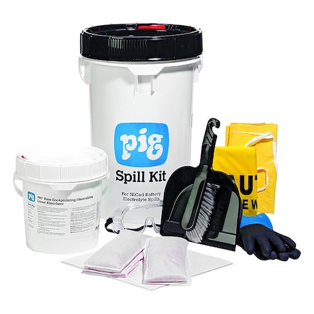 Spill Kit, 3 gal Volume Absorbed per Kit, 6 1/2 gal Capacity, Drum, White, 19