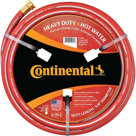 5/8 in ID x 50 ft L Water Hose, EPDM Tube, Red, Brass x Brass Fitting
