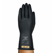 Electrical-Insulating Gloves, 500V AC, 750V DC, Rubber, 11 in Length, Black, Size 9