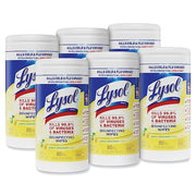 Disinfecting Wipes, 1-Ply, 7 x 7.25, Lemon and Lime Blossom, White, 80 Wipes/Canister, PK6