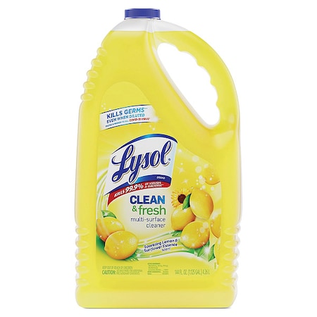 Cleaner and Disinfectant, Bottle, 144 oz, Sparkling Lemon & Sunflower Essence, 4 PK