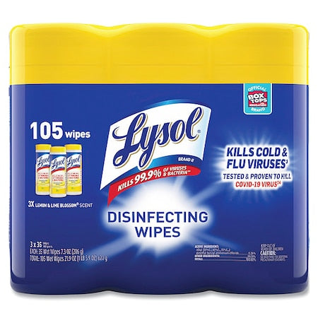 Disinfecting Wipes, Canister, Lemon and Lime Blossom, White, 3 PK