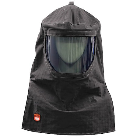 Arc Flash Lift Front Hood, 4 PPE CAT, 40 cal/sq cm, Polycarbonate Window, Charcoal Grey, Universal