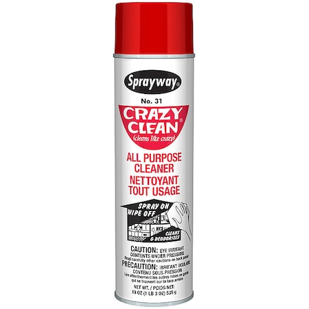 All Purpose Cleaner, Crazy Clean, Multi-Surface Interior Vehicle Cleaner, 20 oz, Aerosol Can