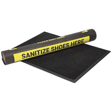 Sanitizing/Disinfecting Mat, 1/2 in Thick, 3 ft W x 10 ft L, Black