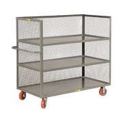 12 ga. Steel 3 Sided Mesh Stock Cart 3600 lb. Capacity, 66"L x 30-1/2"W x 57"H