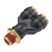 Wye,Brass,Push-Fit1/4",3/8",MNPT3/8"