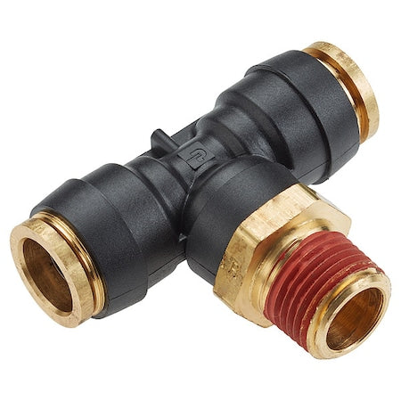 Tee,Brass,Push-Fit1/8",3/8",MNPT3/8"