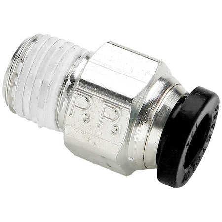 Pipe Fitting For 1/4 in OD Tube, Push-To-Connect x MNPTF, 1/8 in x 1/8 in, Nickel Plated Brass