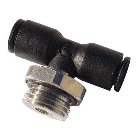Push-Fit Tee Fitting, 5/32 in or 4mm Tube Size, Fiberglass-Reinforced Nylon, Black, 10 PK