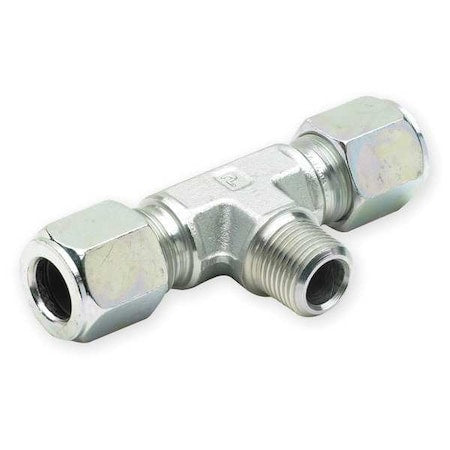 Tee,Steel,Comp5/16",5/16",MNPT1/8",NPTF