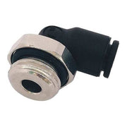 Push-Fit Elbow Fitting, 5/32 in or 4mm Tube Size, Fiberglass-Reinforced Nylon, Black, 10 PK