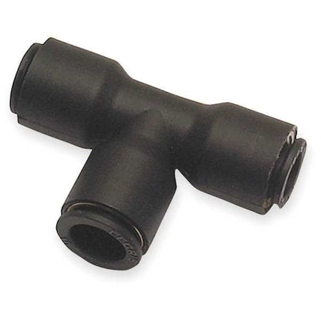 Push-Fit Tee Fitting, 12mm Tube Size, Brass, Fiberglass-Reinforced Nylon, Black, 10 PK