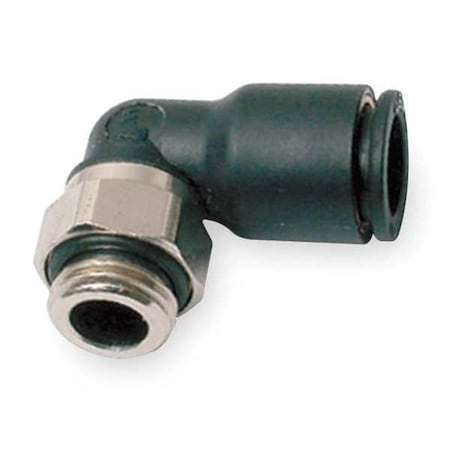 Push-Fit Elbow Fitting, 12mm Tube Size, Fiberglass-Reinforced Nylon, Black, 10 PK